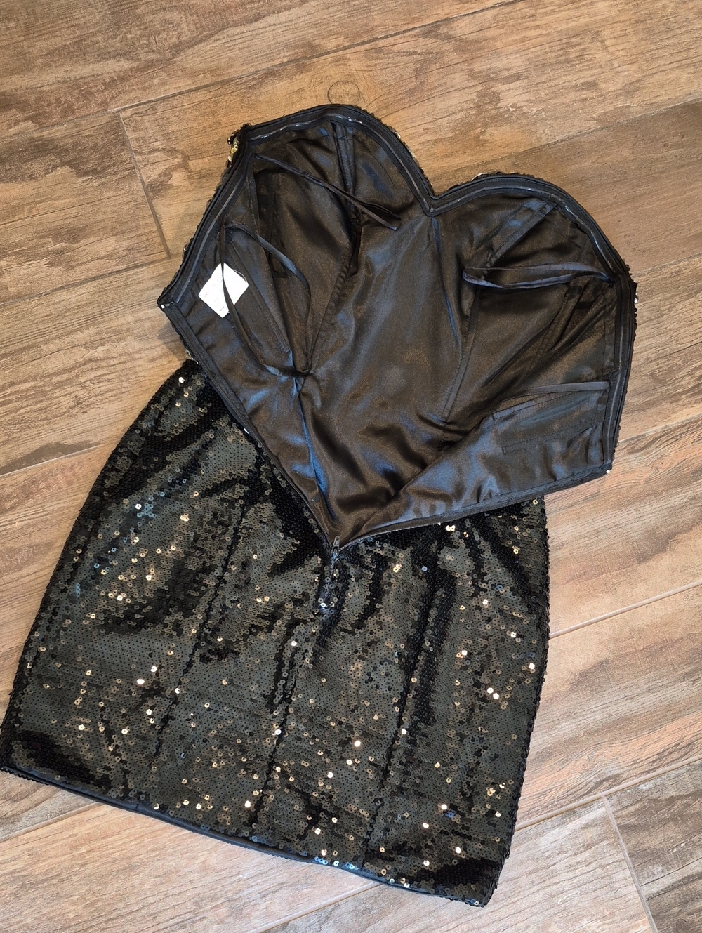 Vtg Sequin Rhinestone Strapless Fully Lined Sweetheart Neckline Mini Dress, 2 - Picture 13 of 15